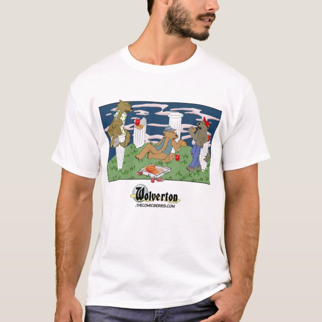 Werwölfe beim Pizza essen Herren T-Shirt (Vorderseite)