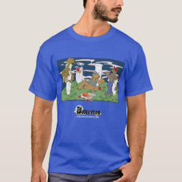 Werwölfe beim Pizzaessen Männer dunkles T-Shirt