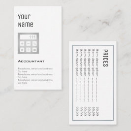 "Wesentliche" Buchhalter-Preis-Karten Visitenkarte