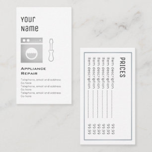 "Wesentliche" Gerätereparatur-Preis-Karten Visitenkarte