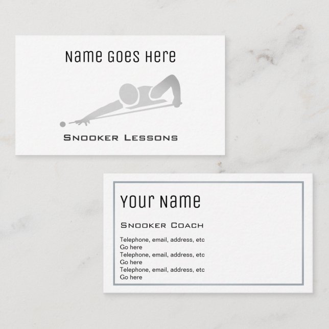 "Wesentliche" Snooker-Visitenkarten Visitenkarte (Vorne/Hinten)