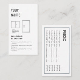 "Wesentliche" Windows- und Tür-Preis-Karten Visitenkarte
