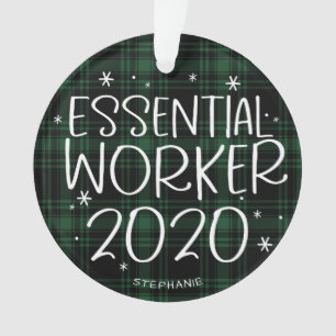 Wesentlicher Arbeiter 2020 Covid Weihnachten Grün Ornament
