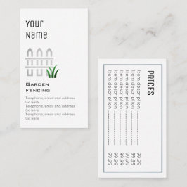 "Wesentlicher" Garten, der Preis-Karten einzäunt Visitenkarte