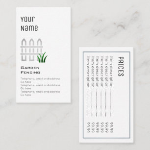 "Wesentlicher" Garten, der Preis-Karten einzäunt Visitenkarte