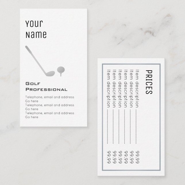 "Wesentliches" Golf-berufliche Preis-Karten Visitenkarte (Vorne/Hinten)