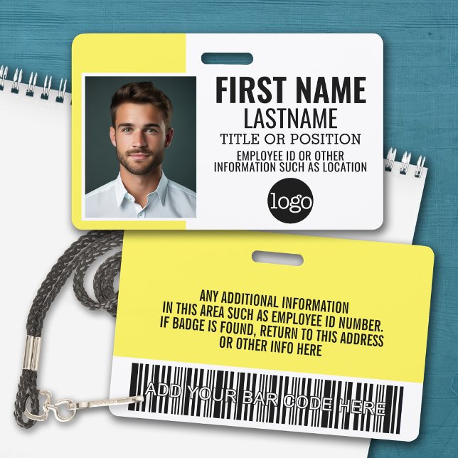 Wesentliches Mitarbeiter-ID-Foto, Bar-Code, Logo,  Ausweis (Personalized Name Badge with Photo and Company Logo)