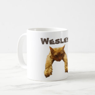 Wesley Name mit Lazy Cat, Coffee Tasse