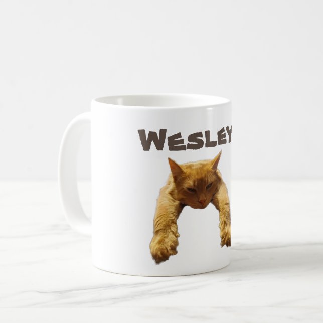 Wesley Name mit Lazy Cat, Coffee Tasse (Vorderseite Links)