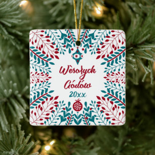 Wèsołych Gódów Kashubian Frohe Weihnachten Keramikornament