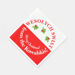 Wesolych Swiat Christmas Party Polnischer Flagge u Serviette