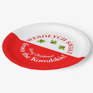 Wesolych Swiat Christmas Party Polnischer Flaggen  Pappteller
