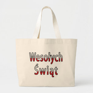 Wesolych Swiat Flag Jumbo Stoffbeutel