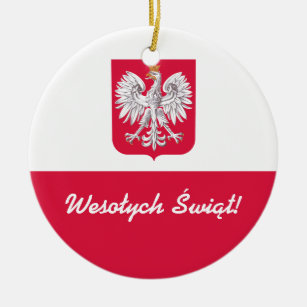 Wesołych Świąt frohe Weihnachten auf Polnisch Keramikornament