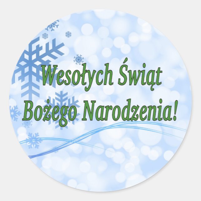 Wesołych Świąt ...! Frohe Weihnachten im polnische Runder Aufkleber (Vorderseite)