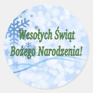 Wesołych Świąt ...! Frohe Weihnachten im polnische Runder Aufkleber