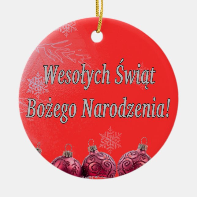 Wesołych Świąt…! Frohe Weihnachten im polnischen Keramikornament (Vorne)