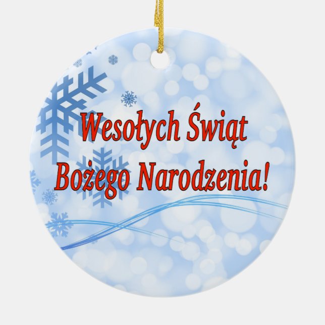 Wesołych Świąt ...! Frohe Weihnachten in Polnisch  Keramikornament (Hinten)
