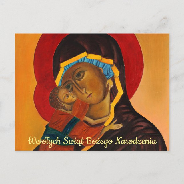 Wesołych Świąt Frohe Weihnachtsfeier Jungfrau und  Postkarte (Vorderseite)