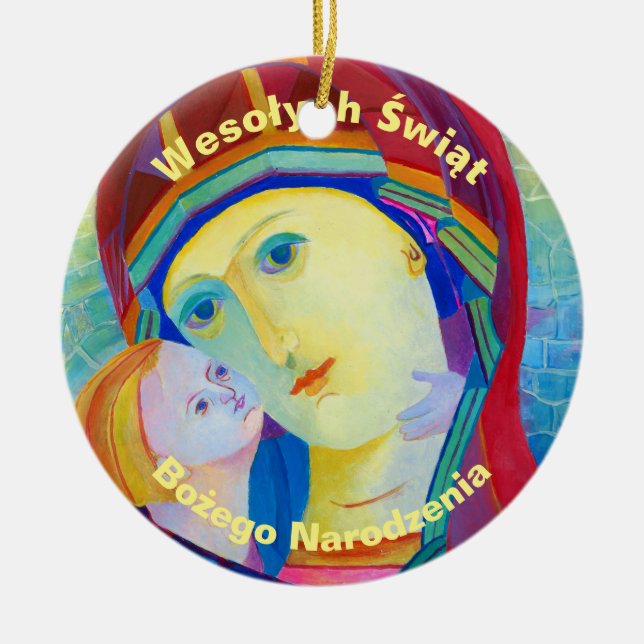 Wesołych Świąt Frohe Weihnachtsgeschenk Polnisch Keramik Ornament (Vorne)