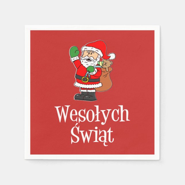 Wesolych Swiat Polnisch Frohe Weihnachten Weihnach Serviette (Vorderseite)