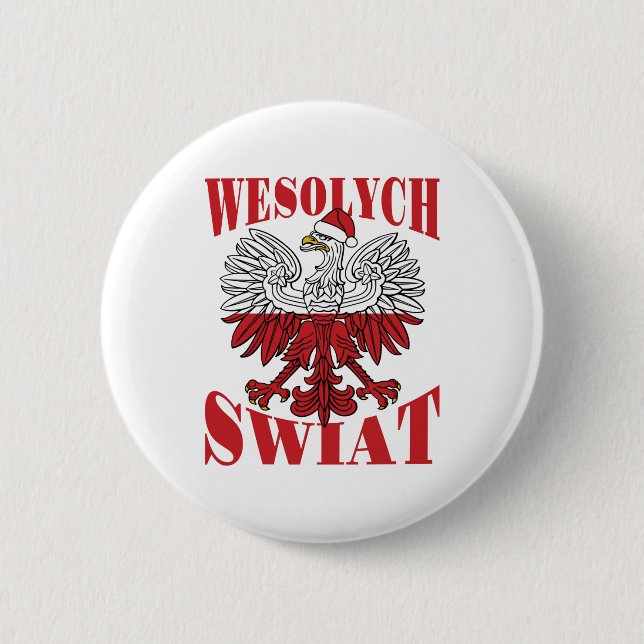 Wesolych Swiat Polnischer Weihnachtsadler Weihnach Button (Vorderseite)