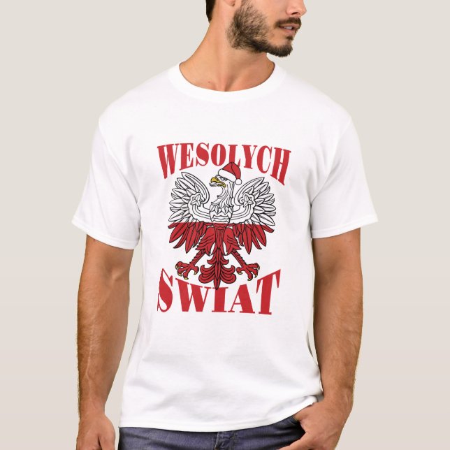 Wesolych Swiat Polnischer Weihnachtsadler Weihnach T-Shirt (Vorderseite)