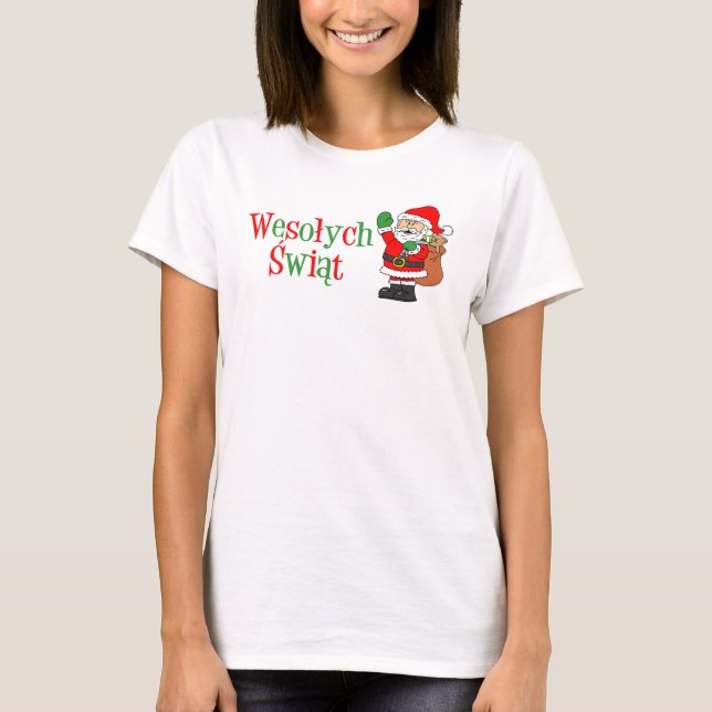 Wesolych Swiat Polnischer Weihnachtsmann-T - Shirt (Vorderseite)