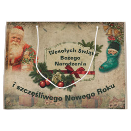 Wesołych świąt Polnischer WeihnachtsWeihnachtsmann Große Geschenktüte