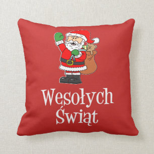 Wesolych Swiat Polnischer WeihnachtsWeihnachtsmann Kissen