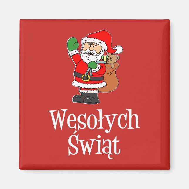 Wesolych Swiat Polnischer WeihnachtsWeihnachtsmann Magnet (Vorne)