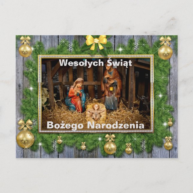 Wesołych świąt Religiöse Weihnachtskarte auf Polni Postkarte (Vorderseite)