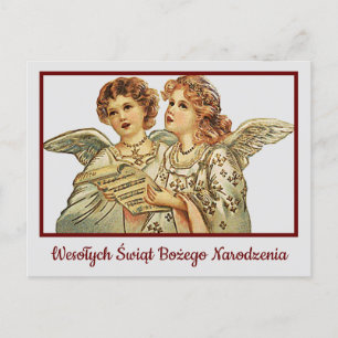 Wesołych Świąt Retro Frohe Weihnachtskarte Polnisc Postkarte