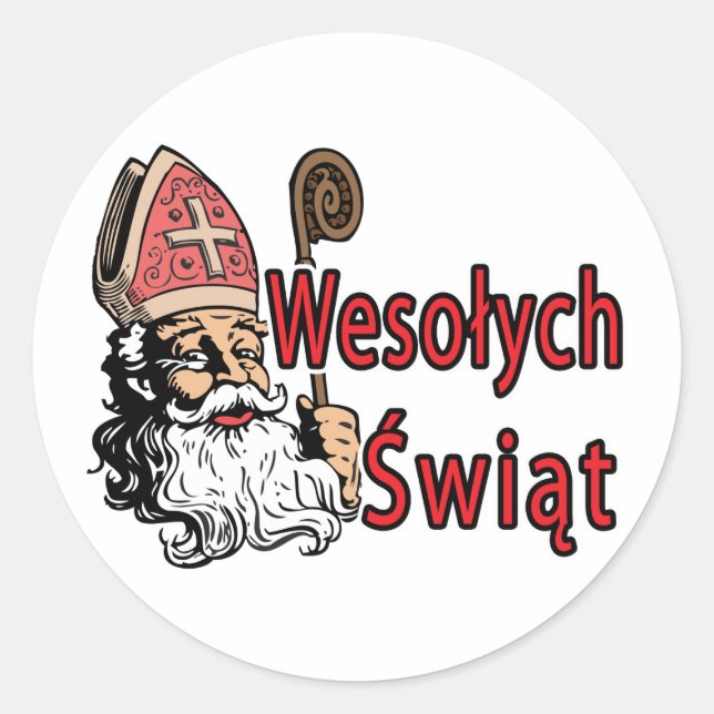 Wesolych Swiat St. Nicholas Runder Aufkleber (Vorderseite)