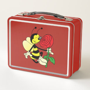 Wespe mit rote Rose Metall Lunch Box