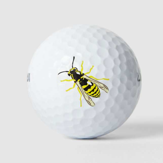 Wespe mit schwarzen und gelben Streifen Golfball (Vorderseite)