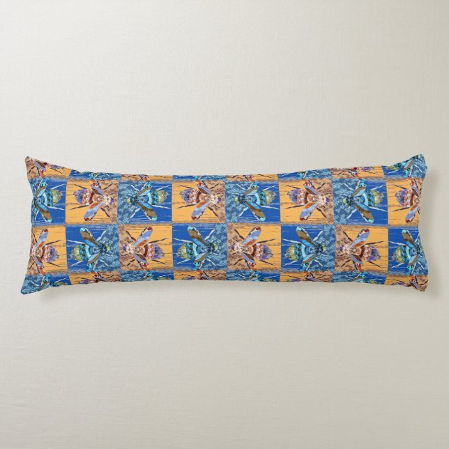Wespen-Patchwork-Textilmuster Seitenschläferkissen (Vorderseite)