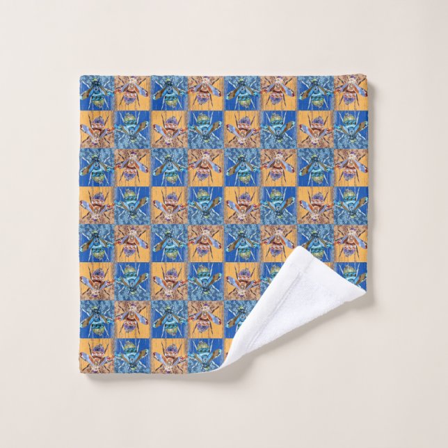 Wespen-Patchwork-Textilmuster Waschlappen (Waschlappen)
