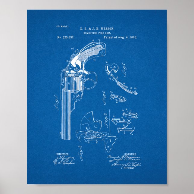 Wesson Revolving Fire Arm Patent - Blueprint Poster (Vorne)