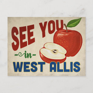 West Allis Wisconsin Apple - Vintage Travel Postkarte