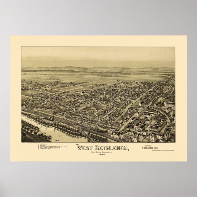 West Bethlehem, PA Panoramic Map - 1894 Poster (Vorne)