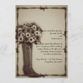 West Boot Daisy Bouquet Vintage Hochzeit Einladung