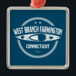 West Branch Farmington River Connecticut Kayaking Ornament Aus Metall<br><div class="desc">Das Farmington ist der größte Nebenfluss des Connecticut River und ein wichtiger Lebensraum für wild lebende Tiere wie Otter und Glatzenadler,  und das Farmington River Valley ist derzeit der einzige Ort in Connecticut mit nistenden Glatzenadlern.</div>