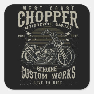 West Coast Chopper Motorrad Garage live to Ride Quadratischer Aufkleber
