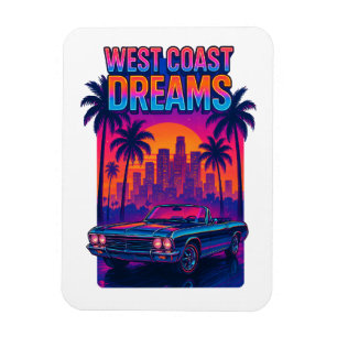 West Coast Dreams – 1980er Synthwave Retro Magnet