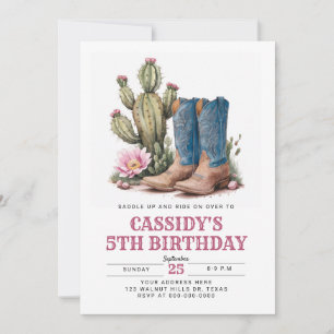 West Cowgirl Cactus Watercolor Geburtstagsparty Einladung