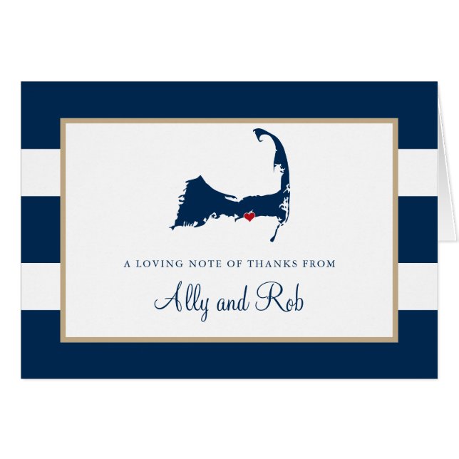 West Dennis Cape Cod Map mit Herz Vielen Dank (Vorderseite (Horizontal))