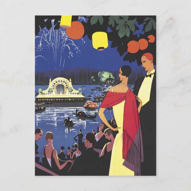 West Egg Gatsby Party Postkarte (Vorderseite)