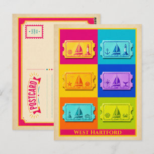 West Hartford Connecticut Mystic Ticket Vintage Postkarte