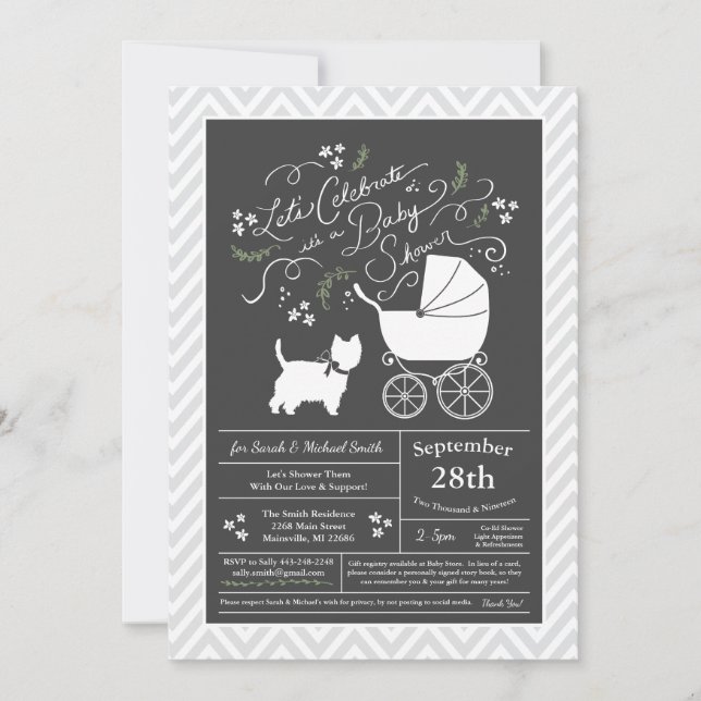 West Highland Terrier Baby Shower Gender Neutral Einladung (Vorderseite)